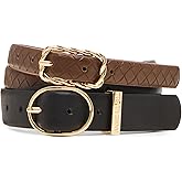 Anne Klein- Belts womens Black and Chocolate Classic 2 for 1 Pant Belt