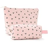 Apxouans Makeup Bag for Women Fashion Heart Shape Cosmetic Bag for Travel Toiletry Bag for Teen Girls Preppy Teacher Gifts Trendy Stuff Pink
