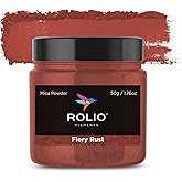 Rolio Premium Mica Powder - Fiery Rust (50G / 1.76oz) - 1 Jar of Brown/Red Pigment Powder for Epoxy Resin, Dye, Soap Making, Nail Polish, Paint, Candle Making, Bath Bombs, Slime