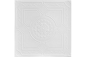 À LA MAISON CEILINGS A La Maison Ceilings R30 Kensington Gardens Foam Glue-up Ceiling Tile (128 sq. ft./Case), Pack of 48, Plain White