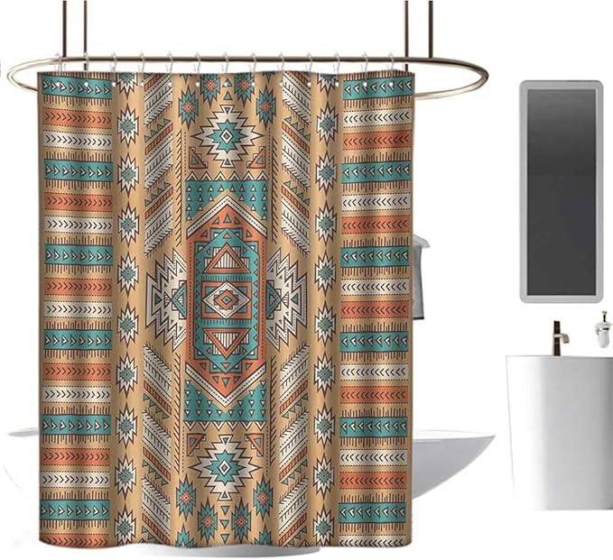 TimBeve Cortina de ducha tribal, diseño étnico azteca de tribu secreto