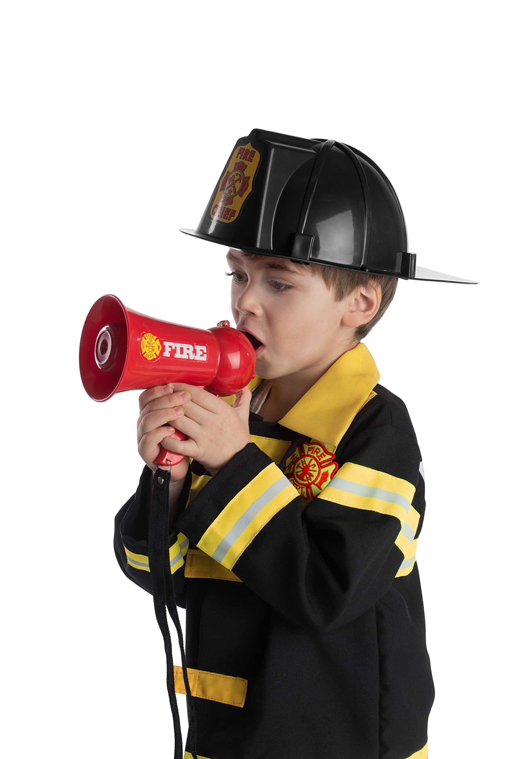 Dress Up America Firefighter Megaphone for Kids - Red Fireman Megaphone Bullhorn with Siren Sound