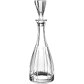 Barski - European Quality Glass- Crystal - Wine Decanter - 28 oz. - with Classic Clear Striped Design - Made in Europe
