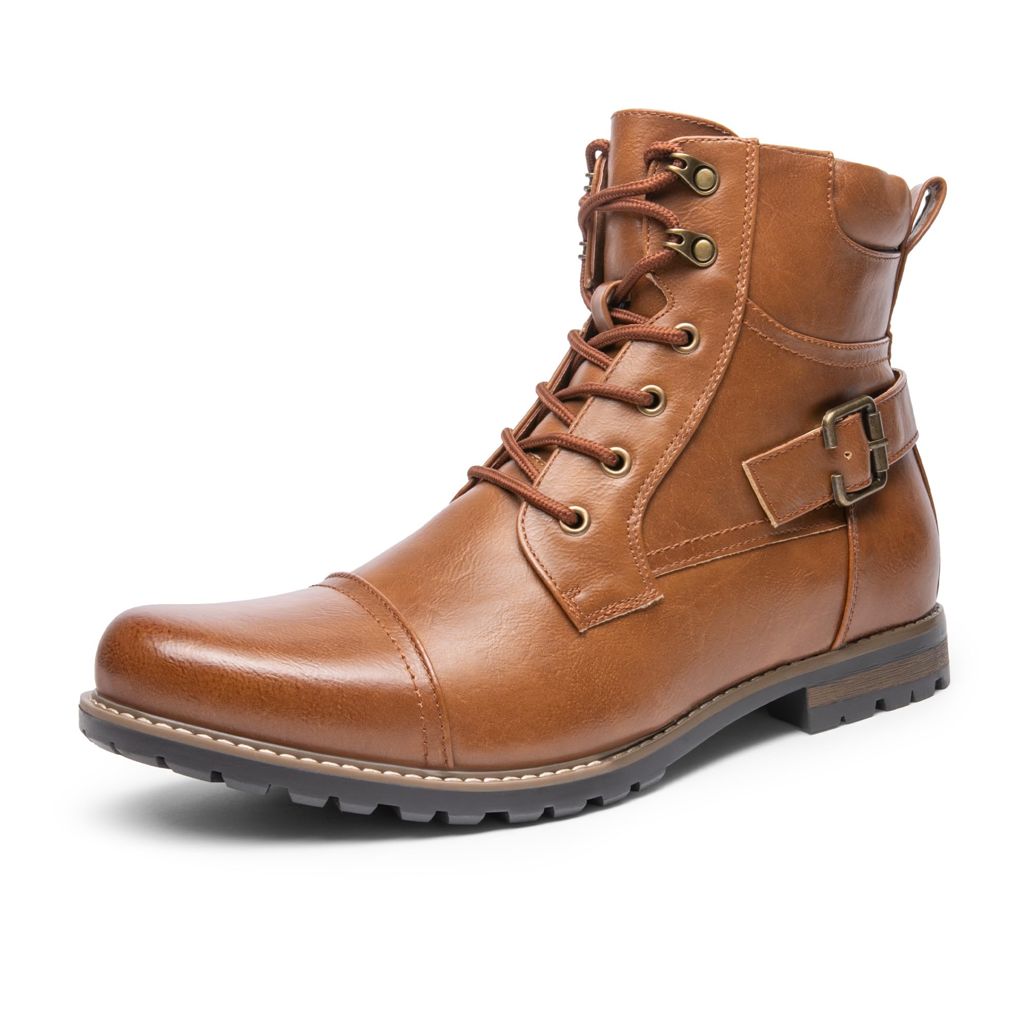 Photo 1 of Bruno Marc Men's Motorcycle Combat Boots Casual Zipper Biker Boot, Brown, Size 11 M US, PHILLY-3