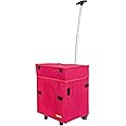 dbest products Smart Cart, RED Collapsible Rolling Utility Cart Basket Grocery Shopping Teacher Hobby Craft Art