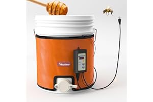 YeloDeer Upgraded 5 Gallon Honey Warmer Bucket Heater with Digital Display Timers Temperature Controller, Operates In 41-158℉, Insulated Pail Heater with Cutout for Gate Valve, 200W, 120V