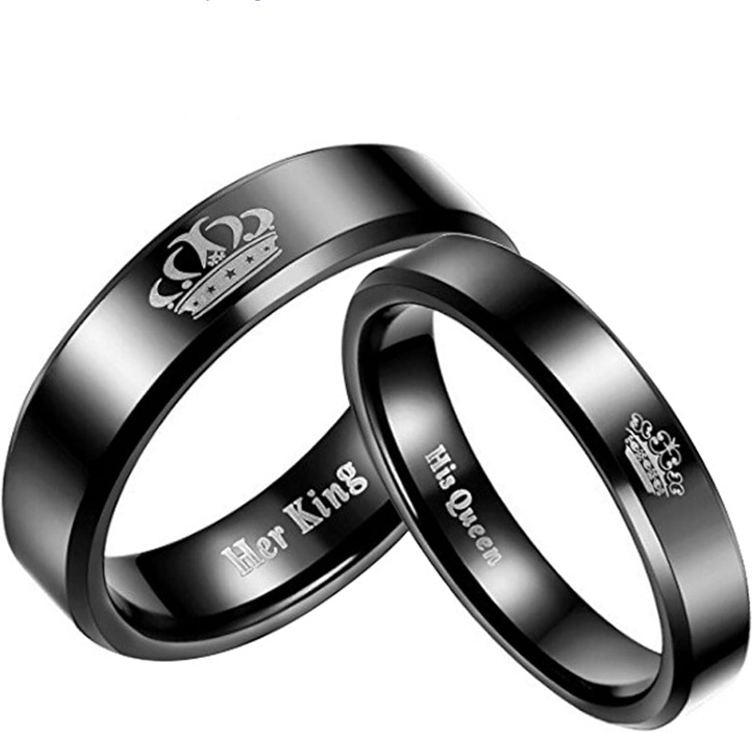 Bellux style Coniea 6MM Wedding Rings Him and Her,Her King and His Queen Wedding