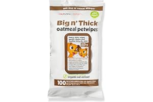 Petkin Pet Wipes for Dogs and Cats, Oatmeal, 100 Wipes (Large) for Dogs and Cats - Soothes Itchy Dry Skin and Cleans Ears, Face, Butt, Body and Eye Area - Idea for Home and Travel