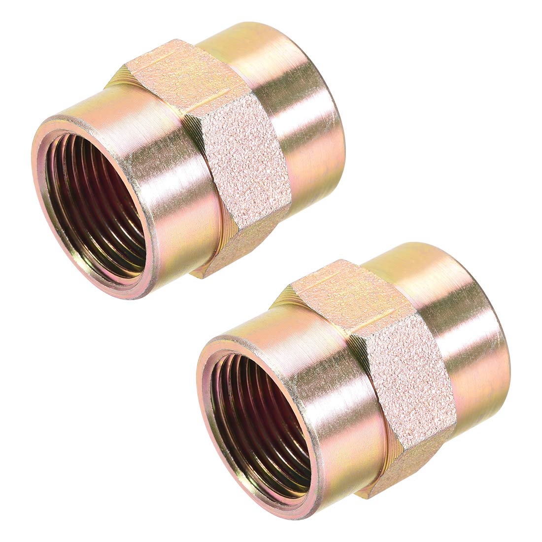 sourcing map Pipe Fitting Connector Straight Hex Nipple Coupling 3/4 PT Female Thread Hydraulic Adapter 2pcs