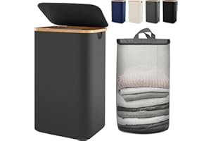 Bathola Laundry Basket with Lid, 120L Clothes Hamper for Laundry Basket Collapsible, Laundry Hamper Organizer for Bedroom, Laundry Room, Dirty Clothing Hamper