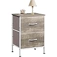 WLIVE Night Stand, Greige Nightstand with 2 Fabric Drawers, Small Dresser for Bedroom, Bedside Table End Table with Storage Drawer, College Dorm, Dormitory, Greige Oak, Size L