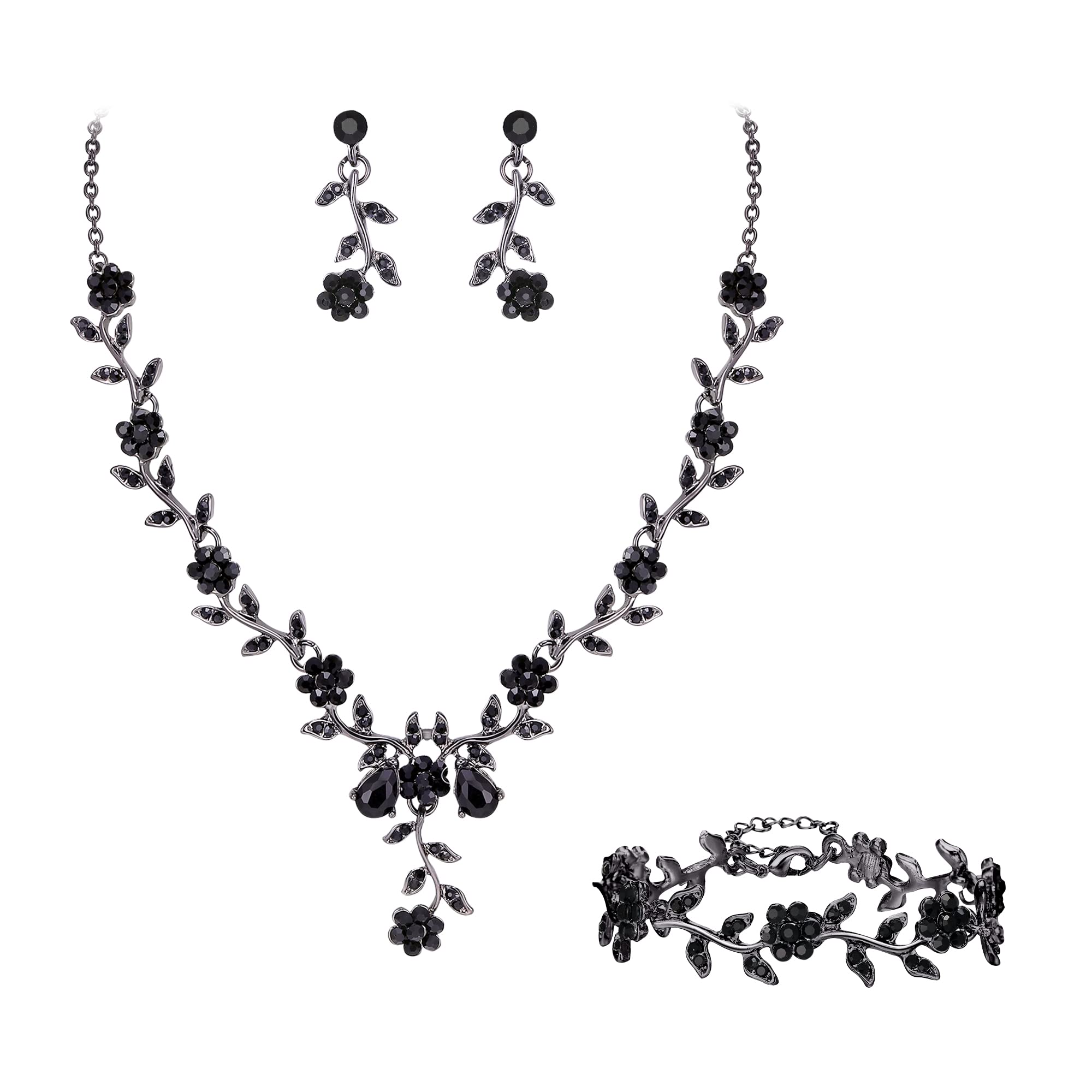 BriLove Women's Wedding Jewelry Set Leaf Cluster