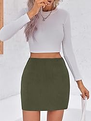 Wenrine Womens Mini Skirt High Waisted Basic Casual