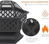 Yaheetech Hexagon Fire Pit Heavy Duty Outdoor Fire Bowl with Mesh Screen and view 7