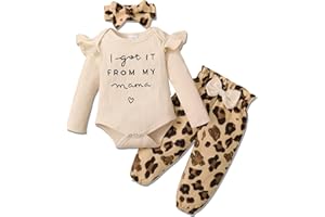 DISAUR Baby Girls Clothes Newborn Infant Baby Girls Outfit Long Sleeve Ruffle Romper Floral Pants Headband Sets 0-18 Months