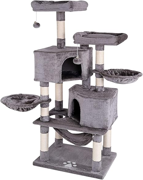 Lionto By Dibea Arbre A Chat Arbre A Grimper Griffoir Pour Chat Hauteur 145 Cm Gris Fonce Amazon Fr Animalerie