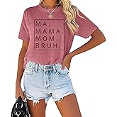 Ma Mama Mom Bruh Shirts for Women Mama Letter Print Graphic T Shirts Shirts Tee Tops