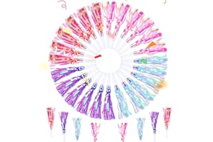 APLZGMG 24Pcs Colorful Party Blowers Glitter Metallic Fringed Noise Makers, Birthday Party Noise Makers Party Squawkers for Birthdays Sporting Events Festival