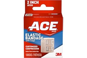 ACE 2 Inch Elastic Bandage with with Clips, Beige, Great for Wrist, Foot and More, 1 Count