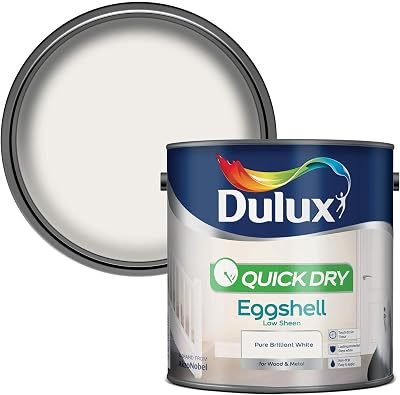 Dulux Quick Dry Eggshell Paint For Wood And Metal Pure Brilliant White 2.5L