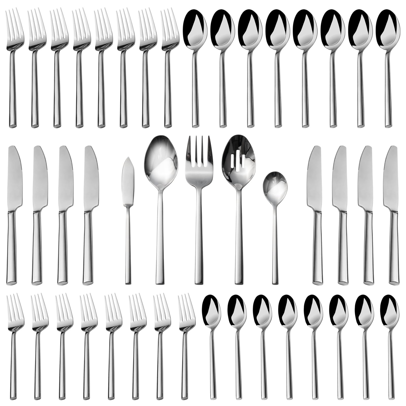 Photo 1 of Alata Potter 45-Piece Forged Stainless Steel Flatware Set Cutlery Set,Service for 8,Silver Finish,Dishwasher Safe