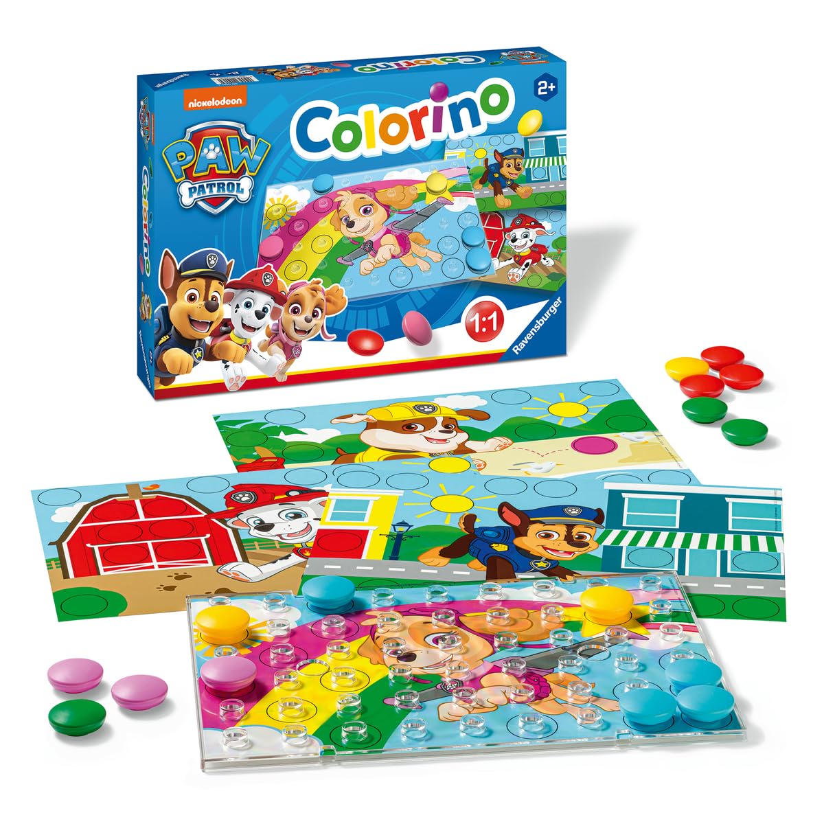 Ravensburger Children's Games - 20906 - Paw Patrol Colorino, Children's Game for Learning to Colour, Mosaic Plug-In Game, from 2 Years