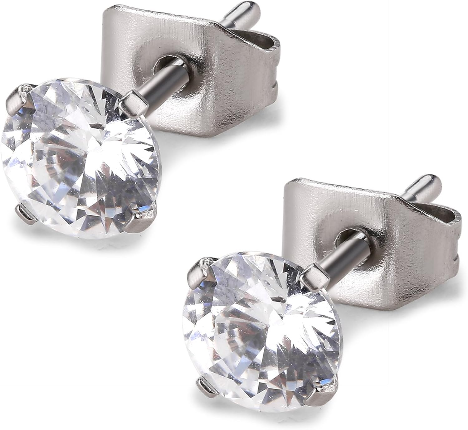 Orecchini A Perno In Argento Sterling Con Zirconia Cubica Rosa