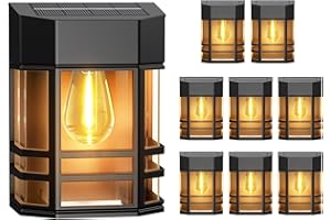 Eyrosa Solar Fence Lights, 8 Pack Solar Deck Lights Outdoor Waterproof with LED Bulb, Solar Lights Outside for Post Wall Patio Porch Yard Garden Decor