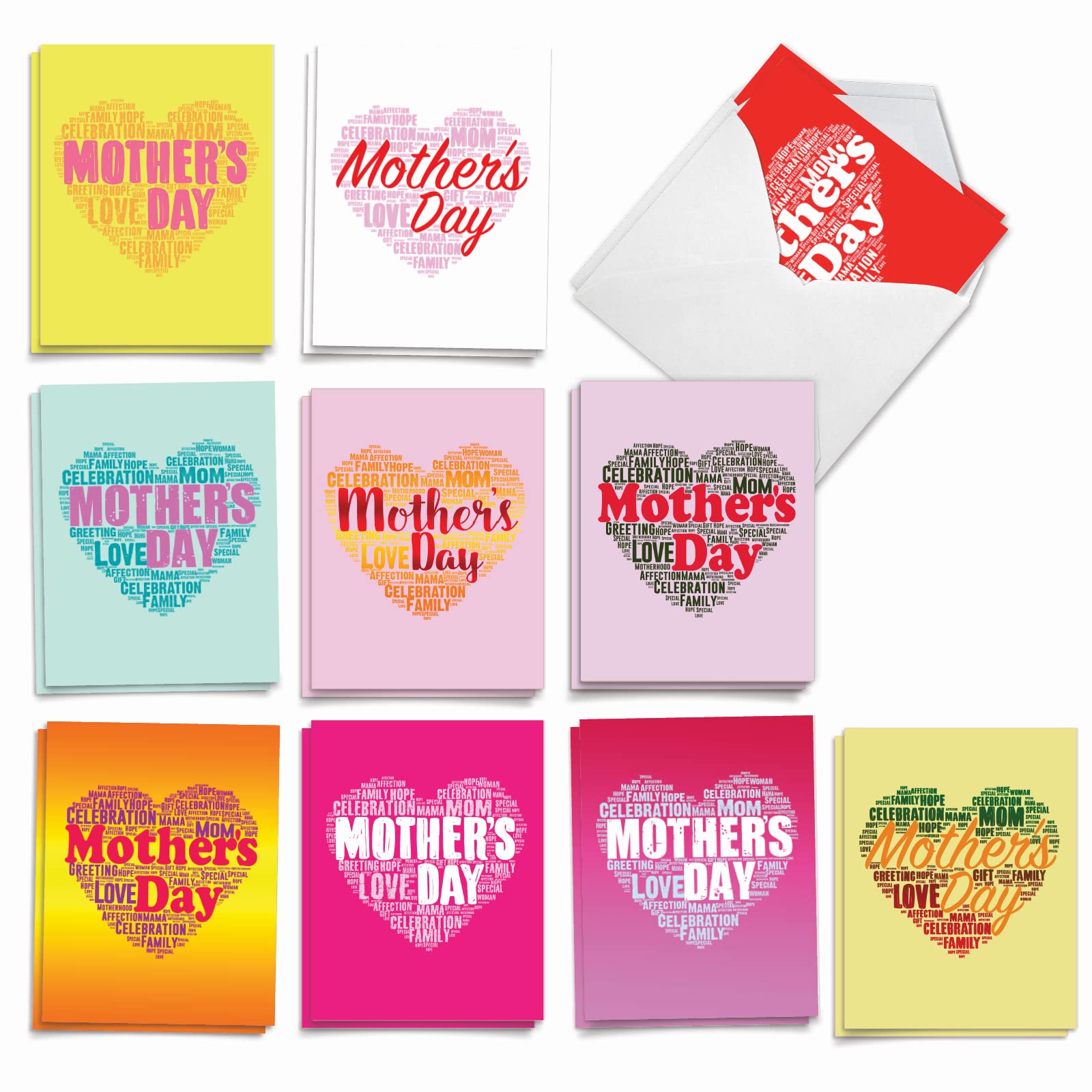 The Best Card Company - 20 Mother's Day Cards Bulk (4 x 5.12 Inch) - Loving Small Note Card Set - Mother's Words AM3192MDG-B2x10