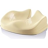Benazcap Large Seat Cushion for Office Chair Memory Foam Coccyx Pain Relief Cushion Pillow for Back Support Non-Slip Seat Pad for Office Desk, Car Seat, Wheelchair, Sciatica-Beige