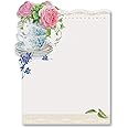 Lissom Design Full Color Sticky Notepad, 3.5 x 4-inches, Tea and Rose Garden