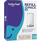 Babyfeel Refill Bags Compatible with DEKOR PLUS Diaper Pails, 8 Pack | Exclusive 30% Extra Thickness | Powerful Odor Elimination | Fresh Powder Scent | Holds up to 4640 Diapers | Extra Strong