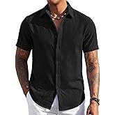 COOFANDY Men's Short Sleeve Button Down Shirt Casual Summer Beach Wedding Vacation Shirts