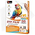 Yitentek A4 DTF Transfer Film, 8.3" x 11.7" Double Sided Matte PreTreat Heat Transfer PET Sheets for DTF Inkjet Printer, DTF Paper Direct Print on T-Shirts Textile, Hot & Cold Peel, 50 Sheets