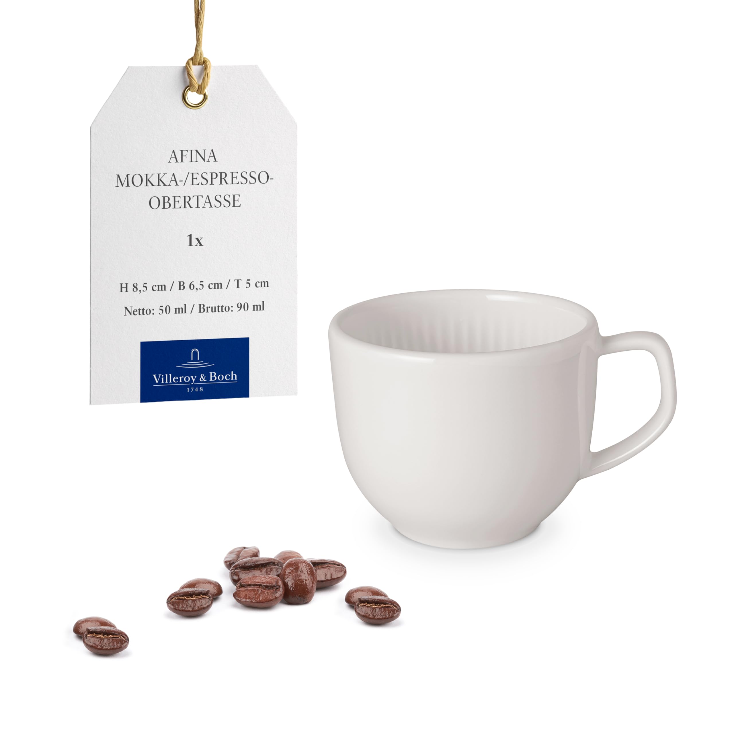 Villeroy & Boch - Afina Espresso Cup Made of Premium Porcelain, Upper Cup for Mocha and Espresso, Made in Germany, Dishwasher and Microwave Safe, Stackable, White