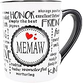 Cottage Creek Memaw Mug, 16 oz Black and White Gift Boxed Ceramic Grandma Coffee Cup, Cute Tea Mug and Coffee Mugs for Grandma and Nana, Fun Baby Shower Gifts for Grandparents