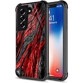 CARLOCA Compatible with Samsung Galaxy S21 Case,Black Red Wood Grain Identity Graphic Design Shockproof Anti-Scratch Hard Acrylic Case for Samsung Galaxy S21