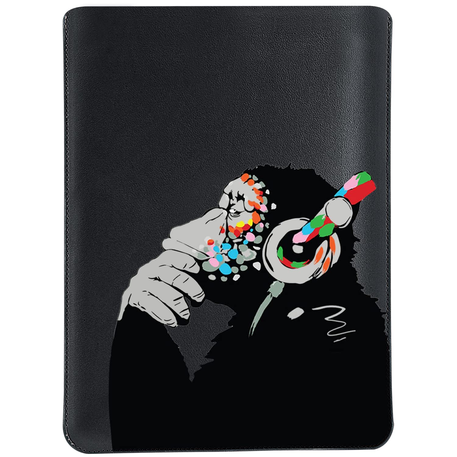 MAYCARI Cool Thinking Monkey Laptop Sleeve Bag 12-13 inch, Slim Light Weight Fuax Leather Protective Computer Cover Compatible with iPad 12.9" MacBook Pro 13"(2016-2020) MacBook Air 13"(2018-2020)