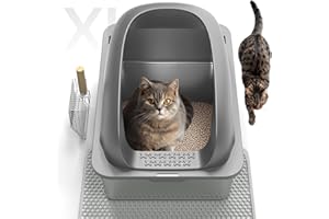 Geoorood Stainless Steel Cat Litter Box- XL Extra Large Metal Cat Litter Box with High Sides for Big Cats and Kitty Include Scoop, Anti-Urine Leakage, Easy Cleaning