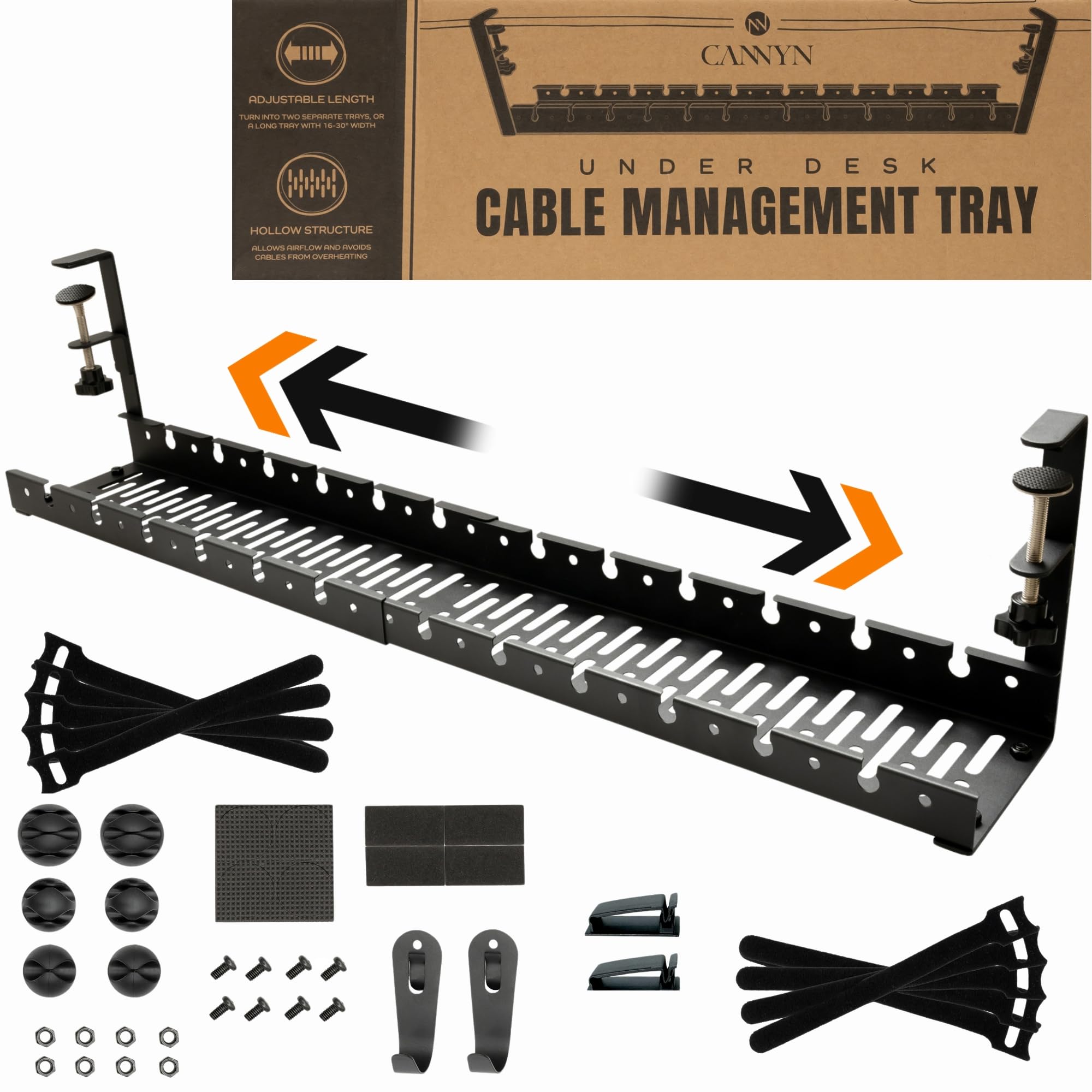Mua No Drill Under Desk Cable Management Tray - Extendable 16" to 31 ...