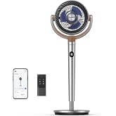 DREO Smart Fan for Bedroom,120&deg;+120&deg; Standing Fan, Quiet Oscillating Fan | 90ft, 8 Speeds, 3 Modes, 35-40" Adjustable Height, 8H Timer, DC Motor Quiet Fan, Omni-Directional, Remote, Wi-Fi/Voice