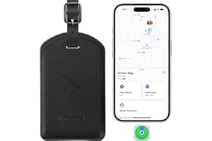 LIFECHÉ Luggage Tags Built-in Anti-Loss Tracker, Luxury Leather Luggage Tags for Suitcase, Travel Bags, Backpacks, Travel Organizer for Lost Baggage Prevention (Black)