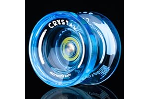 MAGICYOYO K2 Crystal Plastic Yoyo for Kids 8-12 & Beginners, Durable PC Responsive Yoyo Professional with Finger Spin Hub for DNA yo-yo Tricks, Includes 12 Yo yo Strings, Glove & Bag (Crystal Blue)