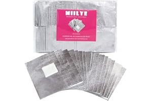 MIILYE Nail Polish Remover Foil Wraps for Acrylic/Dip Powder/UV/Gel/Polish Varnish Soak-off Removal, with Pre-attached Lint Free Pad (100x Gel Nail Polish Remover Wraps)
