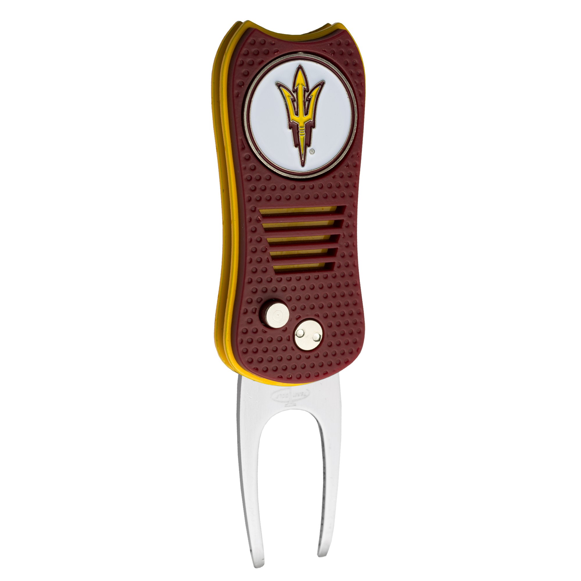 Photo 1 of Team Golf NCAA Arizona State Sun Devils Retractable Divot Tool with Double-Sided Magnetic Ball Marker, Features Patented Single Prong Design, Causes Less Damage to Greens