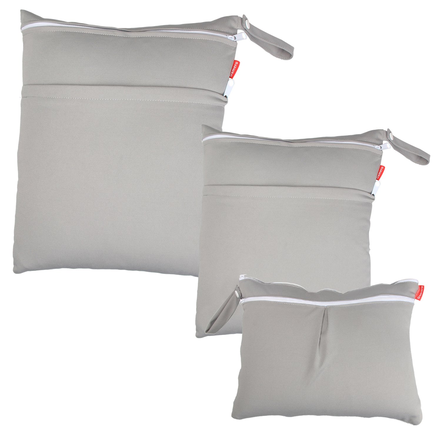 Damero Set of 3 Changing Bags with Reusable Fabric Waterproof Wetbag Wipes Storage Organiser Bag