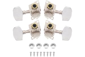 2L2R Silver Classical Style Ukulele Tuning Pegs Machine Heads, Copper Alloy Gears DIY Parts for Ukulele Guitar Maintenance