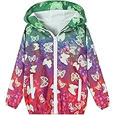 Ghteas Toddler Girls Jacket Lightweight Hooded Windbreaker Kids Water-Resistant Light Rain Jacket Print Outwear 4-10Y