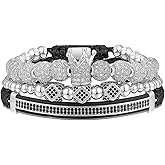 WFYOU Imperial Crown Bracelets for Men 18kt Gold Bracelet Cubic Zirconia Beads Bracelets Cross Bracelets Charm Men Luxury Gift