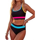 Blooming Jelly Womens High Waisted Bikini Sets Neon Two Piece Swimsuit | Adjustable Shoulder Straps, Removable Padded Cups, T
